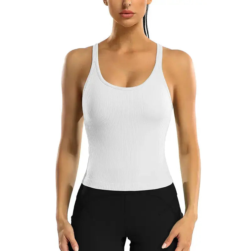 Racerback Workout Tank with Built-In Bra