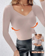 Long-Sleeve Sculpt with Built-In Bra (Champagne)