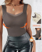 Sheer Mesh V-Neck Tank with Built-In Bra