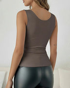 Sheer Mesh V-Neck Tank with Built-In Bra