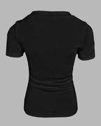 Ribbed Short-Sleeve Sculpt Top with Built-In Bra