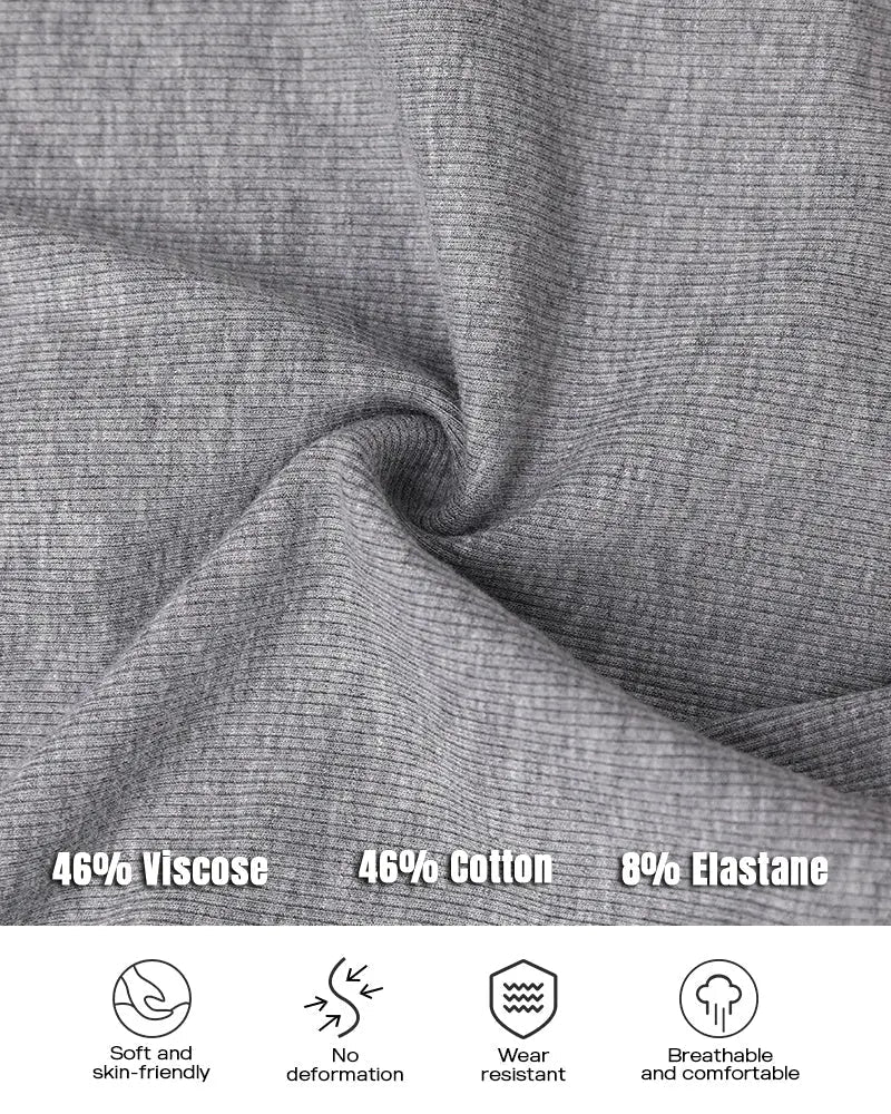 Notch Neck Ribbed Long-Sleeve with Built-In Bra