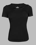 Ribbed Short-Sleeve Sculpt Top with Built-In Bra