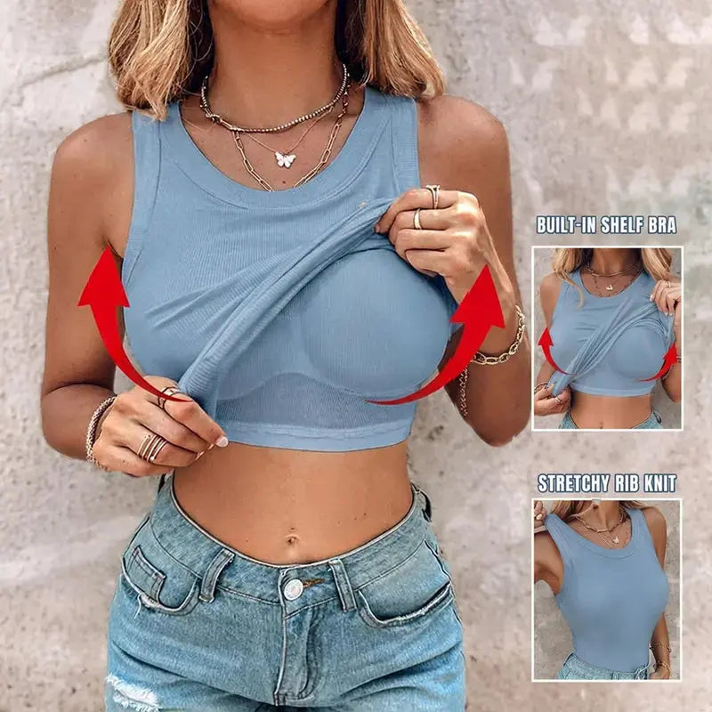 Ribbed Sculpt Tank with Built-In Bra