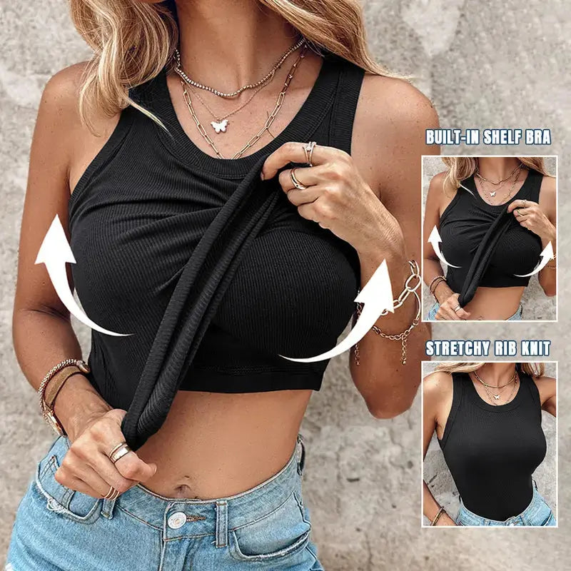 Ribbed Sculpt Tank with Built-In Bra