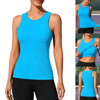 High Neck Workout Tank with Built-In Bra