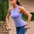 High Neck Workout Tank with Built-In Bra