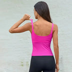 Ribbed Backless Workout Tank Top with Built-In Bra